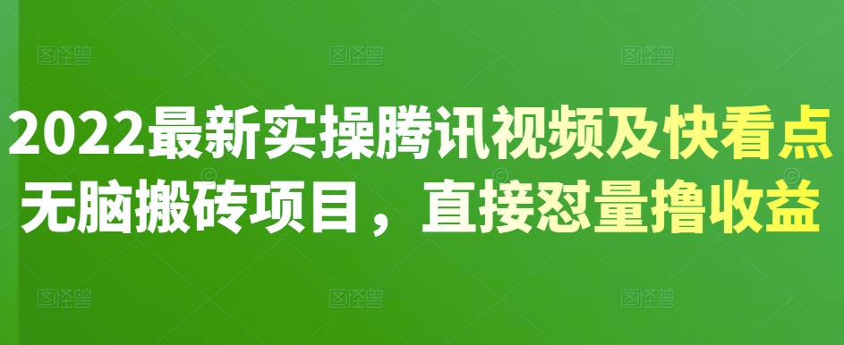 2022最新实操腾讯视频及快看点无脑搬砖项目，直接怼量撸收益￼-117资源网