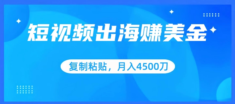 短视频出海赚美金，复制粘贴批量操作，小白轻松掌握，月入4500美刀-117资源网