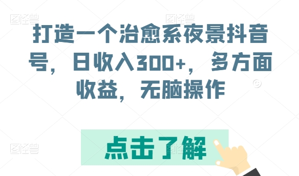 打造一个治愈系夜景抖音号，日收入300+，多方面收益，无脑操作-117资源网