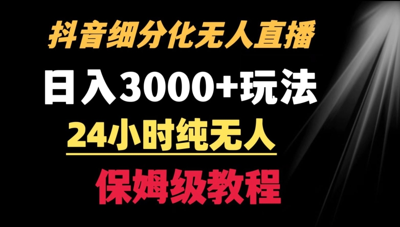 靠抖音细分化赛道无人直播，针对宝妈，24小时纯无人，日入3000+的玩法-117资源网