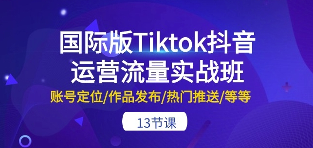 国际版Tiktok抖音运营流量实战班：账号定位/作品发布/热门推送/等等-13节-117资源网