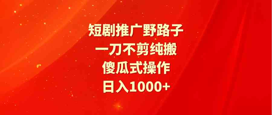 （9586期）短剧推广野路子，一刀不剪纯搬运，傻瓜式操作，日入1000+-117资源网