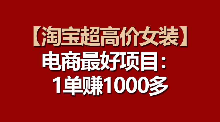 【淘宝超高价女装】电商最好项目：一单赚1000多-117资源网