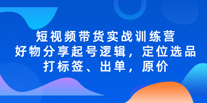 短视频带货实战训练营，好物分享起号逻辑，定位选品打标签、出单，原价-117资源网