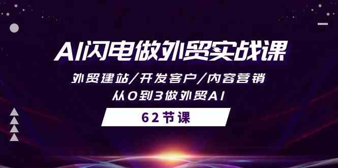 AI闪电做外贸实战课，外贸建站/开发客户/内容营销/从0到3做外贸AI（61节）-117资源网