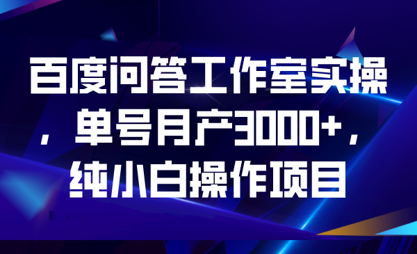 百度问答工作室实操，单号月产3000+，纯小白操作项目-117资源网