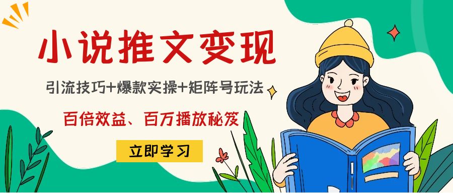 小说推文训练营：引流技巧+爆款实操+矩阵号玩法，百倍效益、百万播放秘笈-117资源网