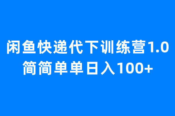 闲鱼快递代下训练营1.0，简简单单日入100+-117资源网