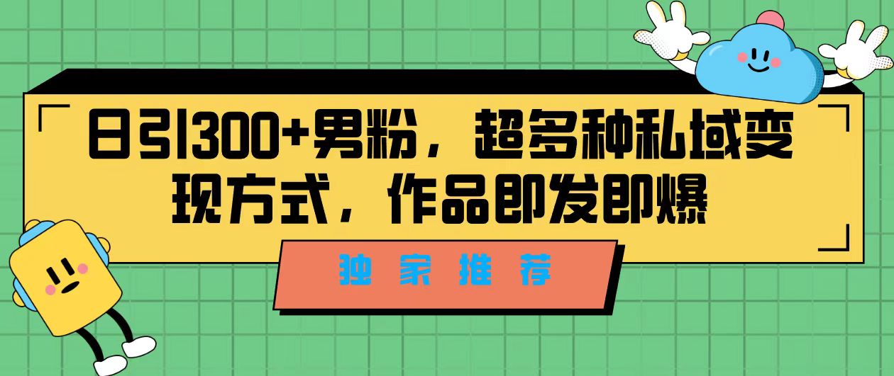 独家推荐！日引300+男粉，超多种私域变现方式，作品即发即报-117资源网