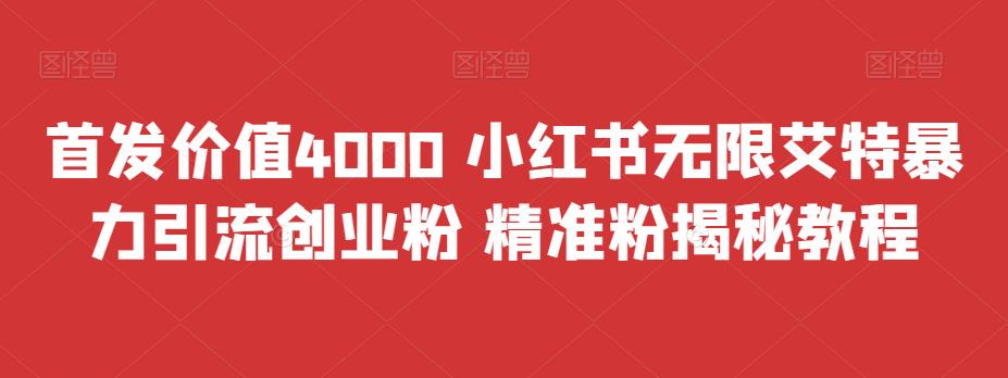 首发价值4000 小红书无限艾特暴力引流创业粉 精准粉揭秘教程-117资源网