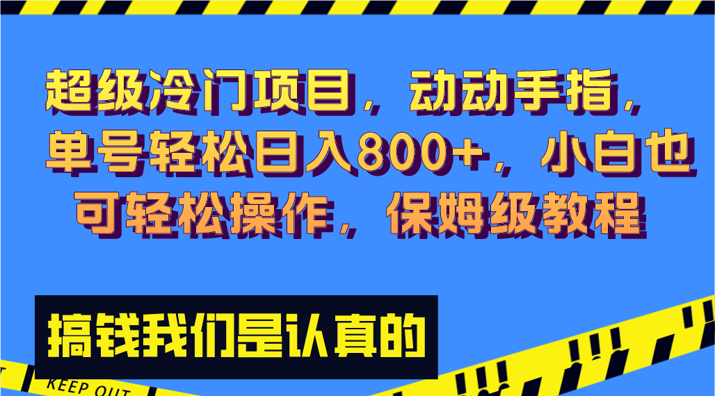 超级冷门项目,动动手指，单号轻松日入800+，小白也可轻松操作，保姆级教程-117资源网