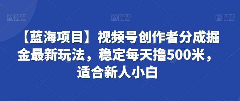 视频号创作者分成掘金最新玩法，稳定每天撸500米，适合新人小白-117资源网