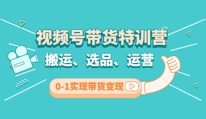 视频号带货特训营(第3期)：搬运、选品、运营、0-1实现带货变现-117资源网