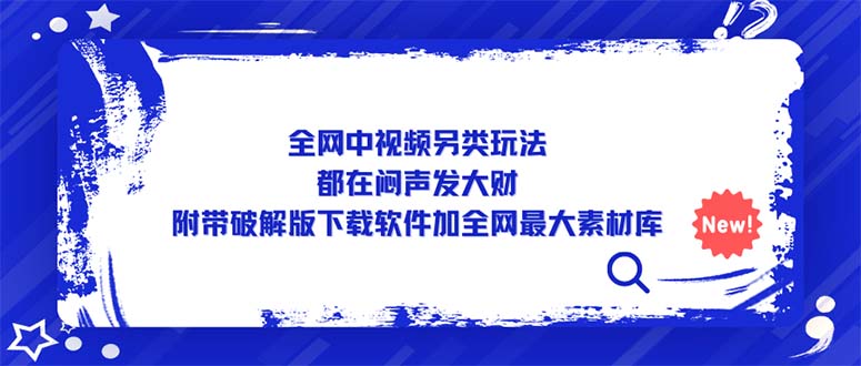 全网中视频另类玩法，都在闷声发大财，附带破解版下载软件加全网最大素材库-117资源网