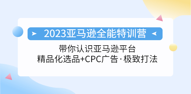 2023亚马逊全能特训营：玩转亚马逊平台+精品化·选品+CPC广告·极致打法-117资源网