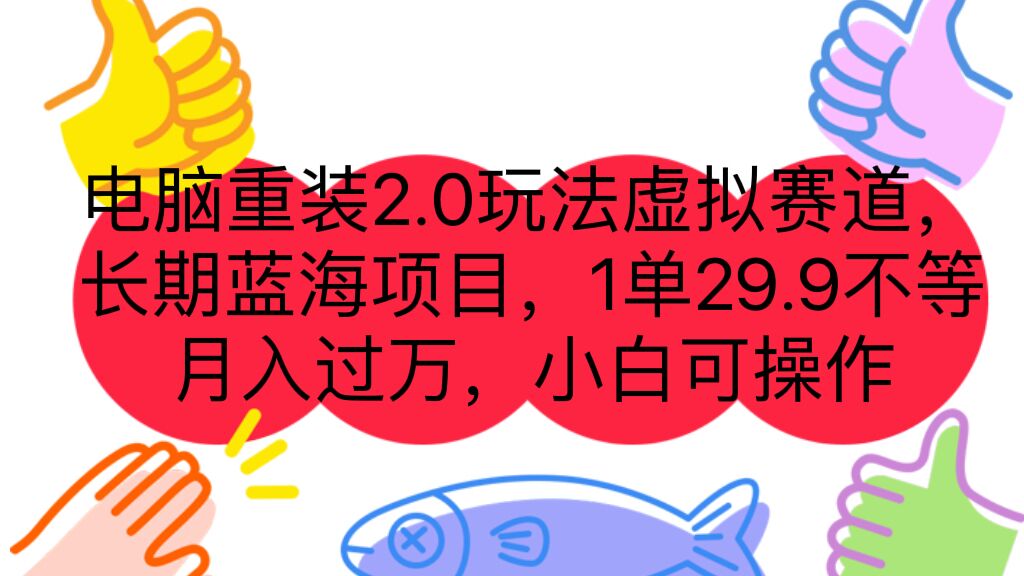 电脑重装2.0玩法虚拟赛道，长期蓝海项目 一单29.9不等 月入过万 小白可操作-117资源网