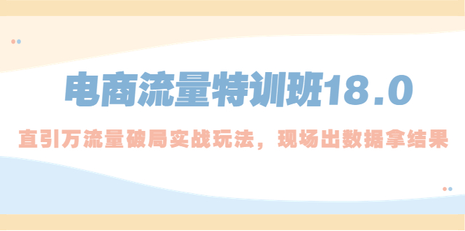 电商流量特训班18.0，直引万流量破局实操玩法，现场出数据拿结果-117资源网