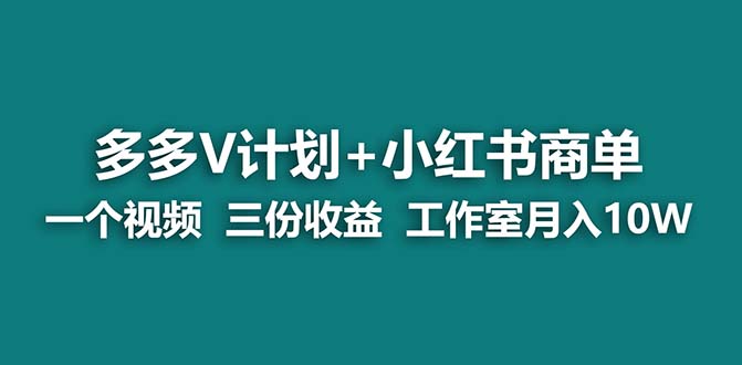 【蓝海项目】多多v计划+小红书商单 一个视频三份收益 工作室月入10w-117资源网