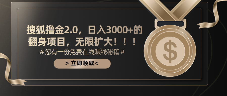 搜狐撸金2.0日入3000+，可无限扩大的翻身项目-117资源网