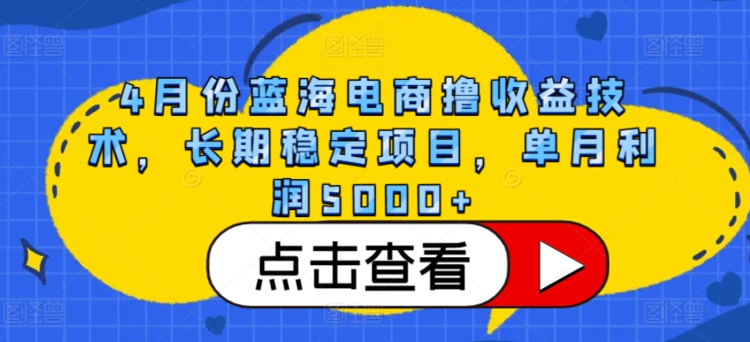 4月份蓝海电商撸收益技术，长期稳定项目，单月利润5000+-117资源网