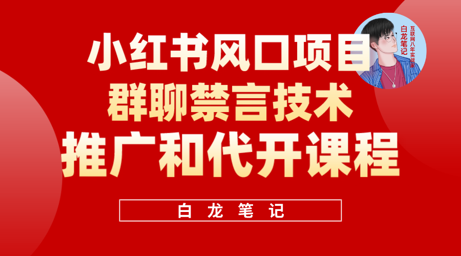 小红书风口项目日入300+，小红书群聊禁言技术代开项目，适合新手操作-117资源网