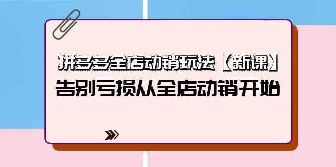 拼多多全店动销玩法【新课】，告别亏损从全店动销开始（4节视频课）-117资源网