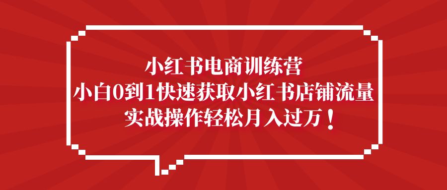 小红书电商训练营，小白0到1快速获取小红书店铺流量，实战操作月入过万-117资源网