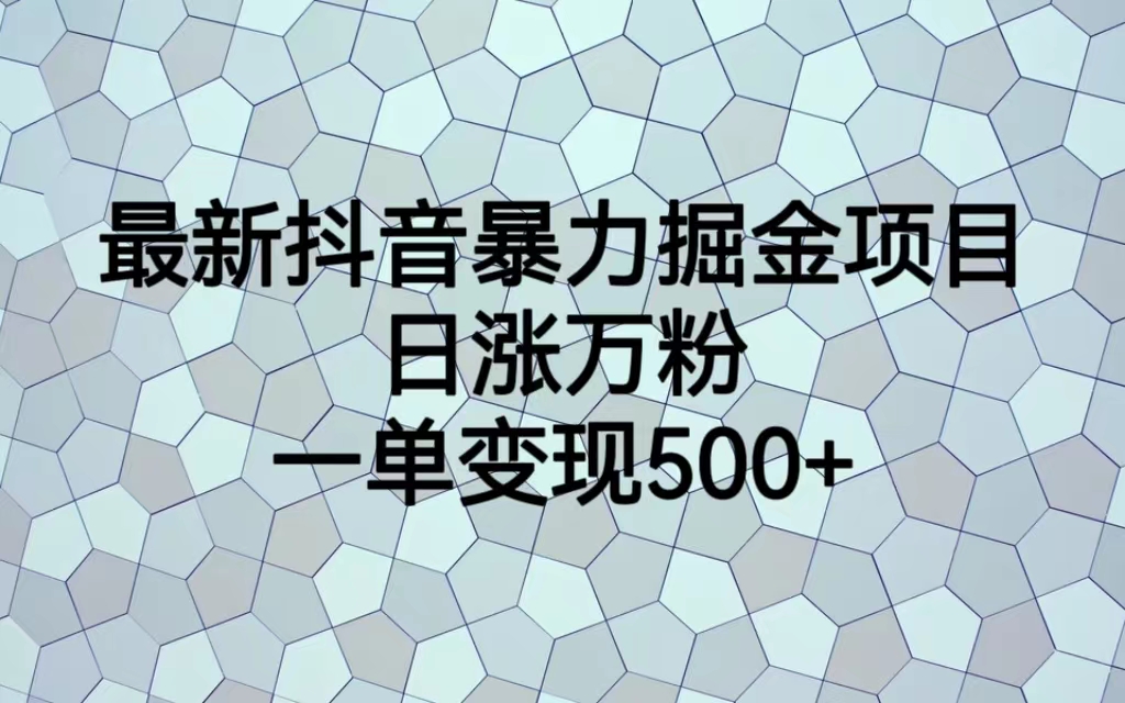 最新抖音暴力掘金项目，日涨万粉，一单变现500+-117资源网