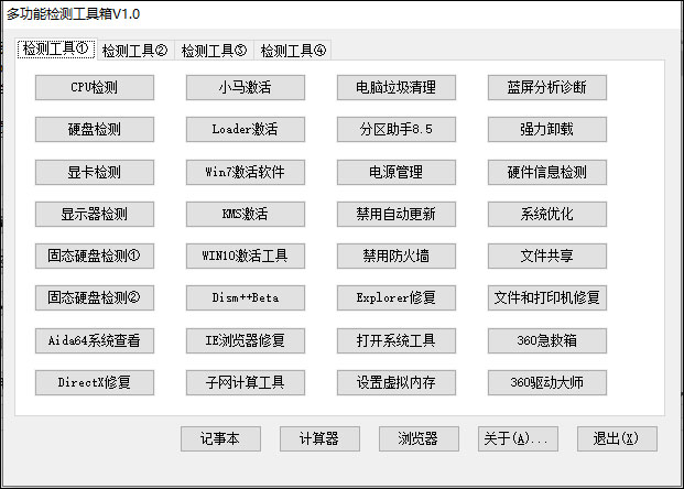 多功能检测工具箱 v1.0官方版功能强大的系统维护工具箱软件-117资源网