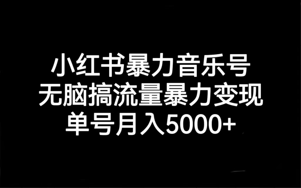 小红书暴力音乐号，无脑搞流量暴力变现，单号月入5000+-117资源网