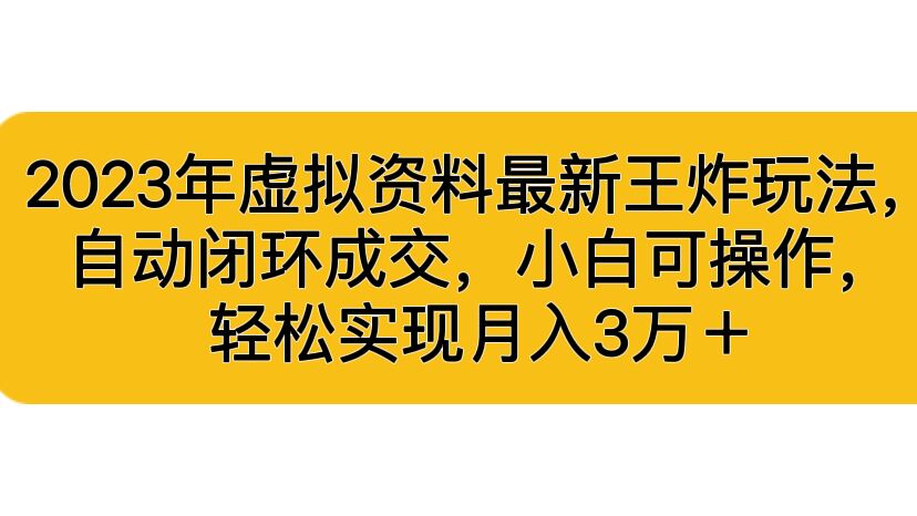 2023年虚拟资料最新王炸玩法，自动闭环成交，小白可操作，轻松实现月入3…-117资源网