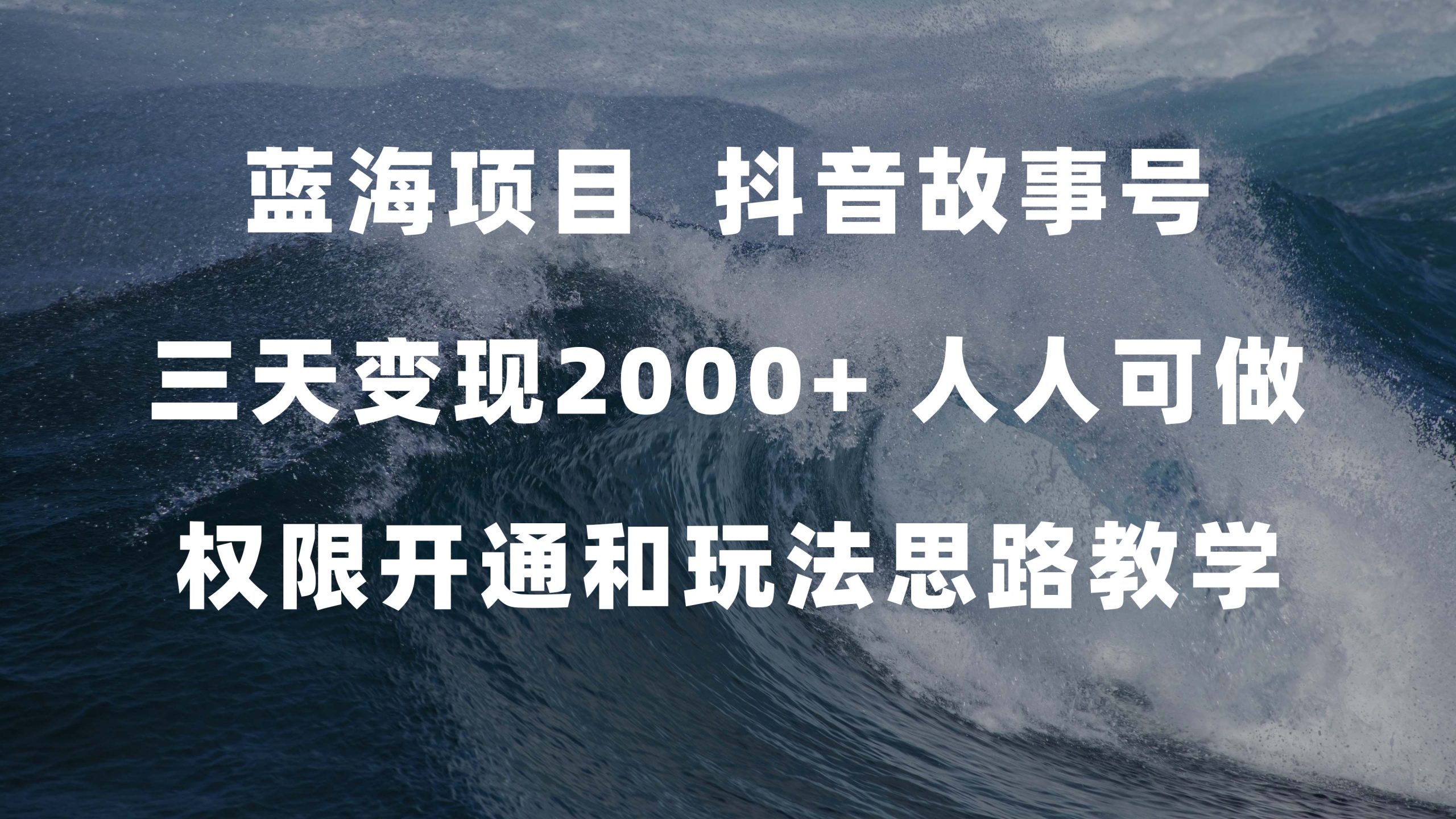 蓝海项目，抖音故事号 3天变现2000+人人可做 (权限开通+玩法教学+238G素材)-117资源网