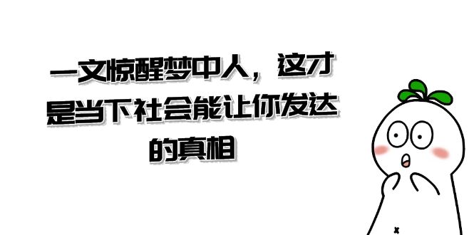 某公众号付费文章《一文 惊醒梦中人，这才是当下社会能让你发达的真相》-117资源网