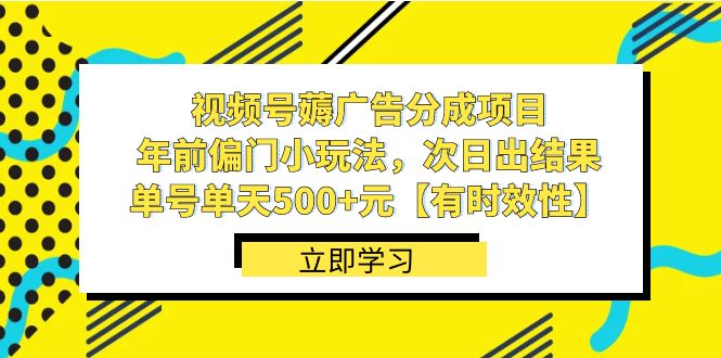 视频号薅广告分成项目，年前偏门小玩法，次日出结果，单号单天500+元-117资源网