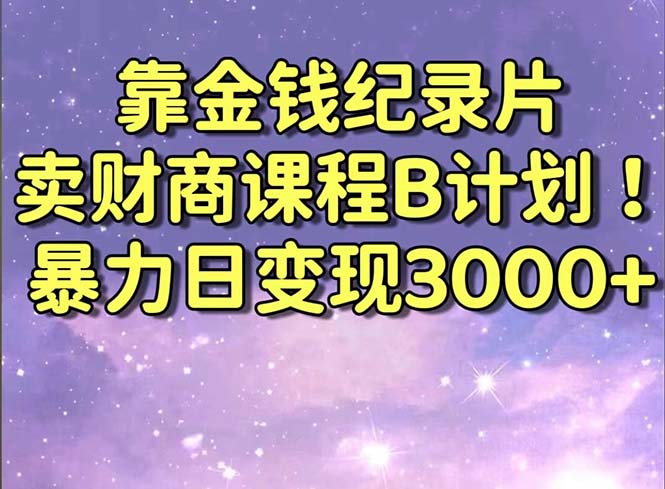 靠金钱纪录片卖财商课程B计划！暴力日变现3000+，喂饭式干货教程！-117资源网