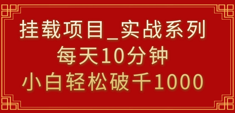 挂载项目，小白轻松破1000，每天10分钟，实战系列保姆级教程-117资源网