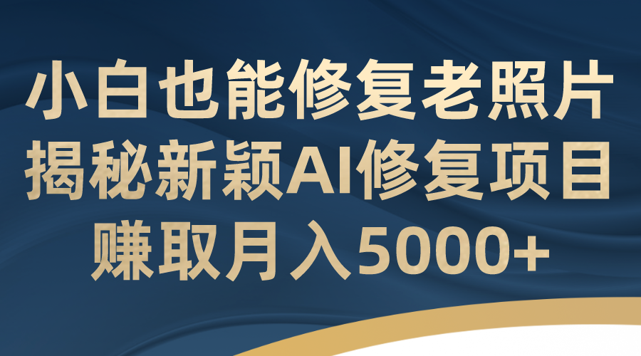 小白也能修复老照片！揭秘新颖AI修复项目，赚取月入5000+-117资源网