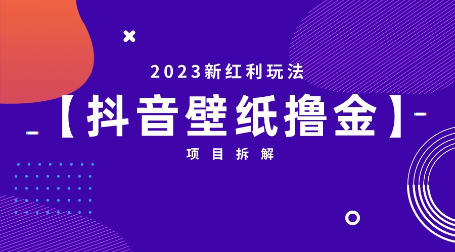 2023新红利玩法：抖音壁纸撸金项目-117资源网