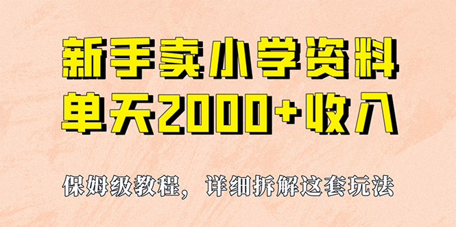 我如何通过卖小学资料，实现单天2000+，实操项目，保姆级教程+资料+工具-117资源网