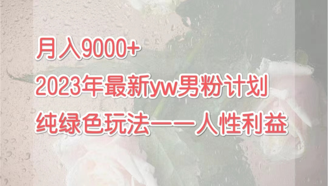 月入9000+2023年9月最新yw男粉计划绿色玩法——人性之利益-117资源网