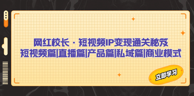 网红校长·短视频IP变现通关秘笈：短视频篇+直播篇+产品篇+私域篇+商业模式-117资源网