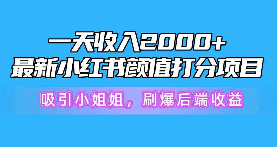 （10187期）一天收入2000+，最新小红书颜值打分项目，吸引小姐姐，刷爆后端收益-117资源网