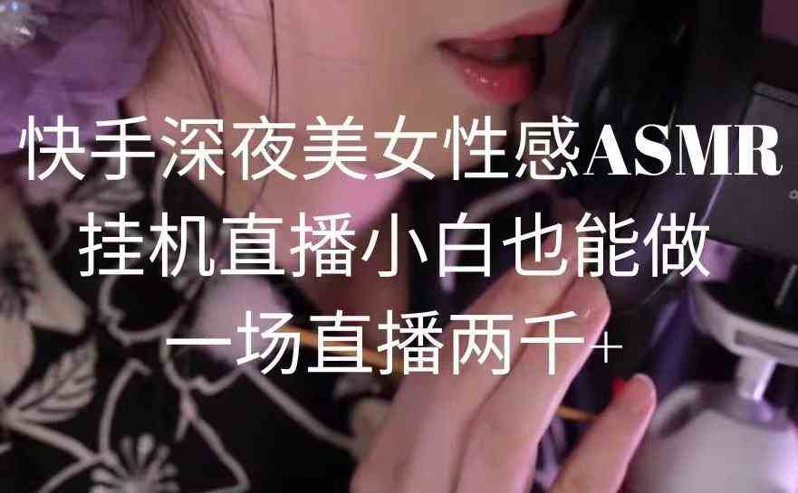 （9243期）快手深夜美女性感ASMR挂机直播，小白也能做，一场直播两千+-117资源网