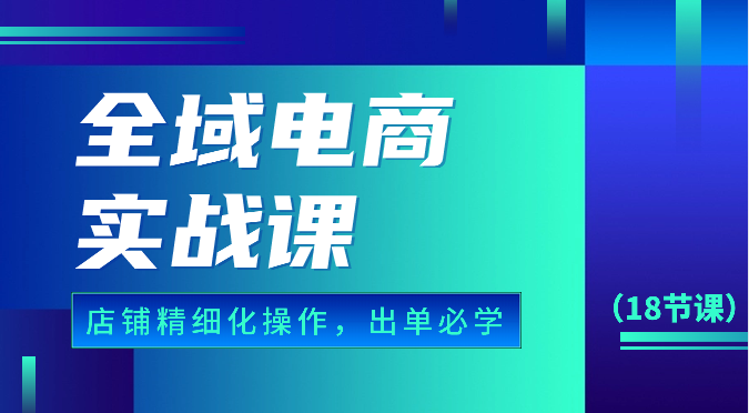 全域电商实战课，个人店铺精细化操作流程，出单必学内容（18节课）-117资源网