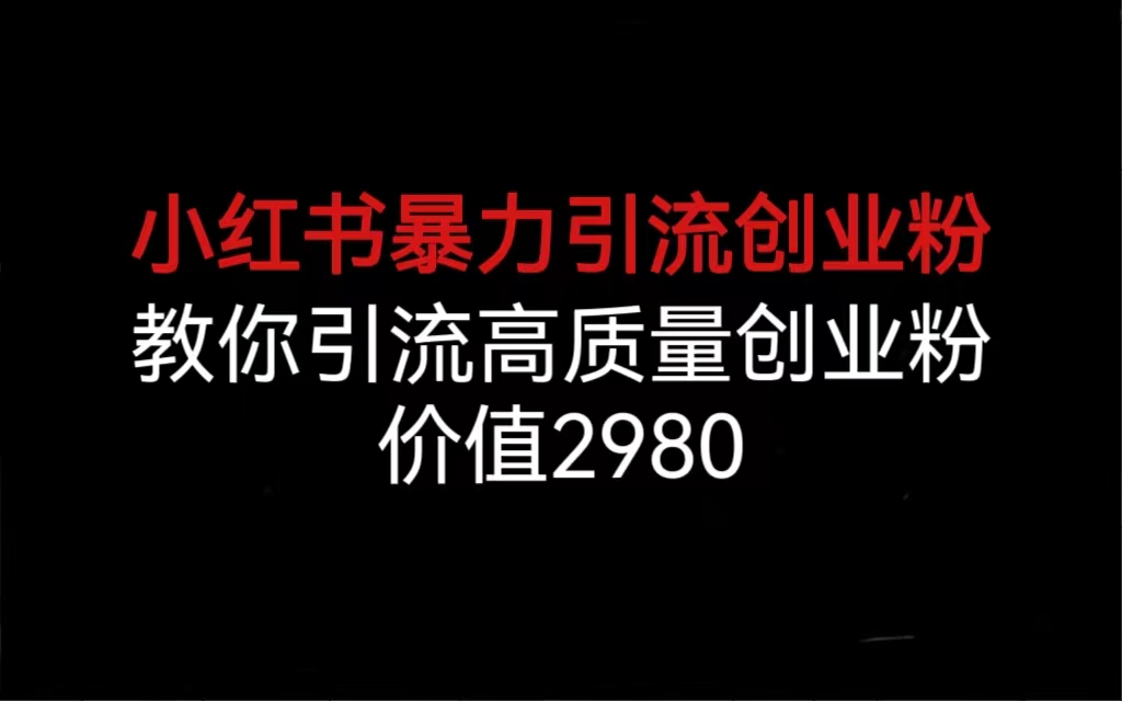 小红书暴力引流创业粉，教你引流高质量创业粉，价值2980-117资源网