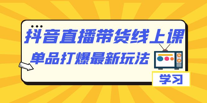 抖音·直播带货线上课，单品打爆最新玩法（12节课）-117资源网