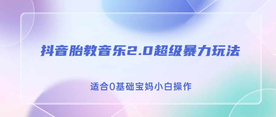 抖音胎教音乐2.0，超级暴力变现玩法，日入500+，适合0基础宝妈小白操作-117资源网