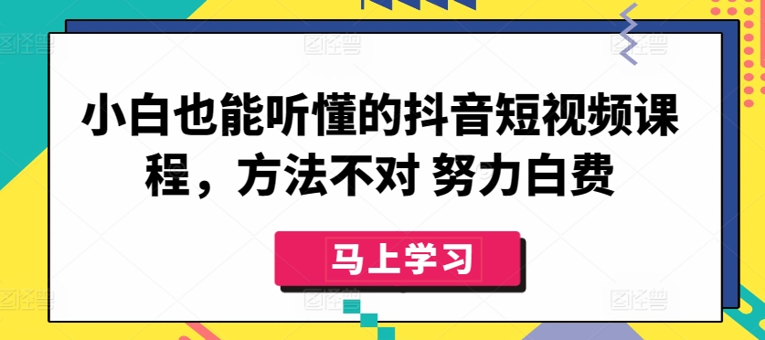 小白也能听懂的抖音短视频课程，方法不对 努力白费-117资源网