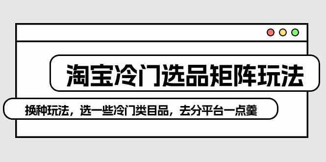 （10159期）淘宝冷门选品矩阵玩法：换种玩法，选一些冷门类目品，去分平台一点羹-117资源网