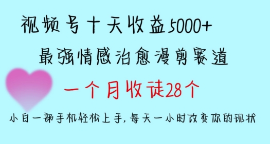 十天收益5000+，多平台捞金，视频号情感治愈漫剪，一个月收徒28个，小白一部手机轻松上手-117资源网